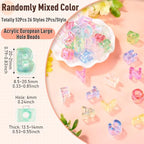FASHEWELRY 52Pcs Large Hole Letter Acrylic Beads Iridescent Clear Big Plastic Letter Blocks European Beads 3D Letters Initial A-Z Alphabet Bead for Keychains Necklace DIY Arts Craft - color: Random Clear, size: A - Z