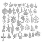 RUBYCA 80Pcs Wholesale Lot Tibetan Mix Pendant Charm White Silver Plated Metal Jewelry Making Mix7 - color: Mix 7, size: 80 PCS