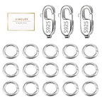 925 Sterling Silver Jewelry Making Lobster Claw 10mm, 23PCS Italian Rectangle Trigger Clasps with Open Jump Rings Set, Small Necklaces Bracelet Connector Clasp Supplies Silver Jewelry Finding Set - color: 23PcsB
