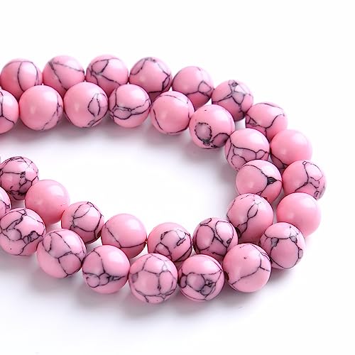 160PCS 4MM Pink Turquoise Spacer 2 Strands Loose Beads for Jewelry Making DIY Bracelet Necklace - color: Pink Turquoise, size: 4mm (2 strands)
