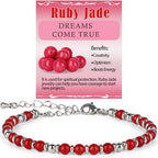 LPBeads Beaded Bracelets for Women Energy Gemstone Charm Jewelry Adjustable Bracelet Gifts for Mom, Daughter, Wife, Friends, Bestie - color: Ruby Jade