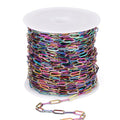 [33 Ft] Stainless Steel Paperclip Chains Roll, 3mm Width Rainbow Plated Stainless Steel Oval Link Chains Spool Bulk for Jewelry Making - color: colorful(3mm)