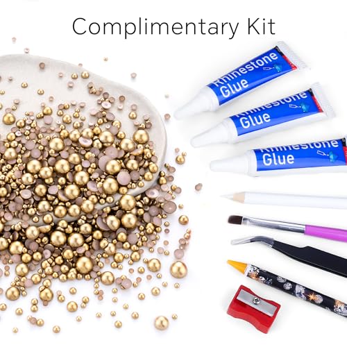 60g Antique Gold Flatback Half Round Pearls Mixed Size 3-10mm Resin Craft Beads for Nail Art, Face Gems, DIY Jewelry Making - color: Antique Gold, size: 60g