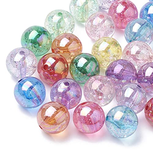 DanLingJewelry 100Pcs 20mm AB Color Transparent Beads Acrylic Round Beads Transparent Round Loose Beads for Jewelry Making - color: 100pcs - Random Color - 20mm Round - Transparent