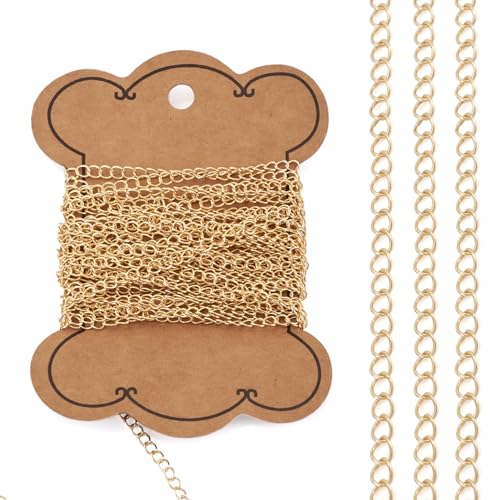 EEE ELECRELIVE 16.4 Feet 14K Gold Filled Curb Chain Soldered Brass Thin Cable Chain Permanent Jewelry for Women Minimalist Necklace Bracelet Making - color: Gold