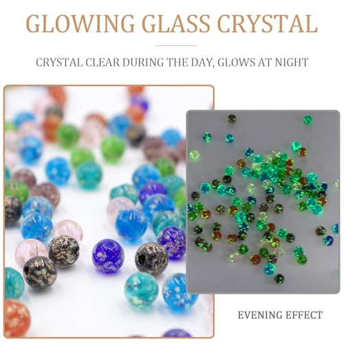 100Pcs Multicolor Glass Beads, 8mm Glow in The Dark Round Glass Beads for Jewelry Making, Earring Spacer Beads, DIY Crafts Bracelets Necklaces Earrings with 1.5~2mm Hole - color: Multicolor