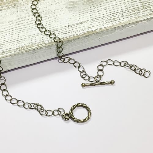 Heather's CF Toggle Jewelry Clasps – Durable Quality, Antique Twisted Brass Finish Toggle Clasps & Closures for Necklace, Bracelet & Charms – Ideal for DIY, & Jewelry Making – Small (Set of 100) - color: Twisted brass toggle clasp