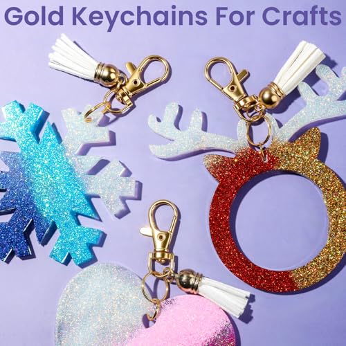 LEOBRO 100PCS Lobster Claw Clasps and Key Rings, Keychain Making kit, Keychains Clips and Key Chain Ring, for Key Chain, Jewelry Making, Art Crafts, Gold & Silver
