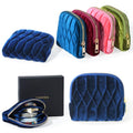 Small Travel Jewelry Case, Mini Travel Jewelry Bag with Zipper, 5-Layer Velvet Organizer Pouch for Bracelet Rings Earrings - Diamond Stitched Velvet Navy Blue - color: NavyBlue