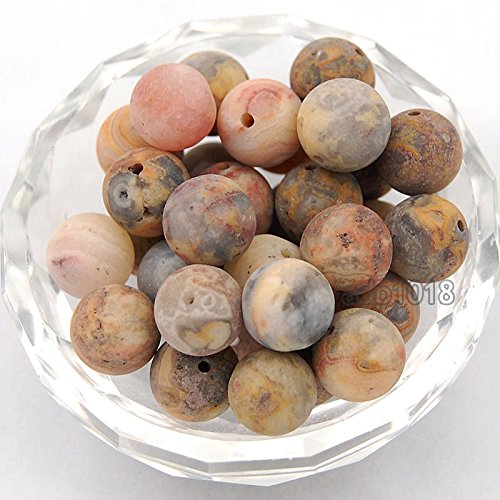 AD Beads Natural Matte Frosted Gemstone Round Spacer Loose Beads 4mm 6mm 8mm 10mm 12mm (8mm, Matte Crazy Agate) - color: Matte Crazy Agate, size: 8mm