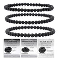 2/3-Pieces 4mm 6mm 8mm Natural Crystal Gemstone – Handmade Reiki Energy Healing Stretch Bracelets Jewelry for Yoga, Meditation, Unisex - color: 3 Pieces (BlackLava&BlackOnyx&MatteBlackAgate), size: 4mm