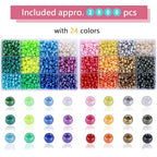 Greentime Pony Beads, 2800 PCS 9mm Bright Pearl Craft Beads for Bracelet Making Large Hole Bead Hair Bead for Friendship DIY Crafts - color: Rainbow 24 colors pearl style
