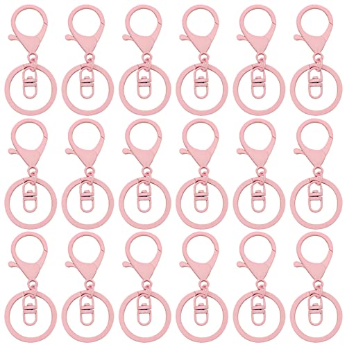 30Pcs Lobster Claw Clasps Keychain for Jewelry Making,Metal Lobster Clasp Swivel Trigger Clips with Swivel Clasps Hook Clips Flat Split Keychain Ring for DIY Craft Jewelry Making(Light Pink) - color: Light Pink