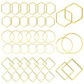 60pcs Beading Hoop Earring Findings Hypoallergenic Hexagon Square Round Earring Hoop Open Bezel Pendant Frame for DIY Crafts Accessories Supplies(Gold,3Shapes) - color: 60PCS;Square,Hexagon,Round;Gold