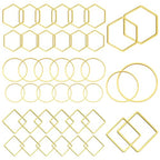 60pcs Beading Hoop Earring Findings Hypoallergenic Hexagon Square Round Earring Hoop Open Bezel Pendant Frame for DIY Crafts Accessories Supplies(Gold,3Shapes) - color: 60PCS;Square,Hexagon,Round;Gold