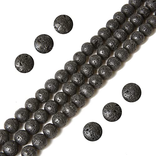 100pcs 6mm Black Lava Beads Natural Gemstone Beads Round Loose Beads for Jewelry Making - color: Black Lava, size: 6mm