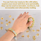 AUEAR, 104 Pack Gold A-Z 8mm Full Rhinestone Slide Charms Crystal Alphabet Letter Alloy for Bracelets Necklace Wristbands DIY Jewelry Making - color: Gold, size: 104 Pack