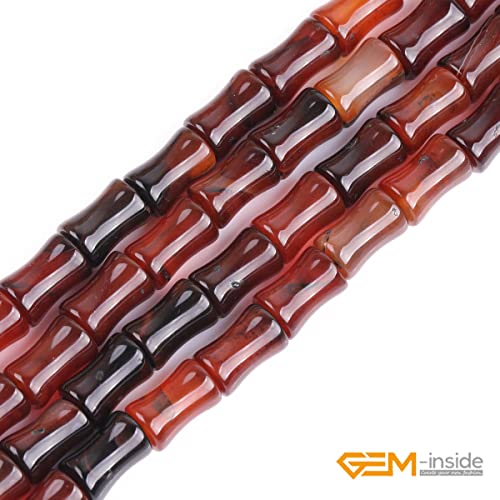 GEM-Inside 30Pcs 8x12mm Natural Brown Dreamlace Agate Stone Plant Bamboo Knot Bone Charms Beads for Jewelry Making Power Energy Chakra Stone Beads - color: Brown Dreamlace Agate