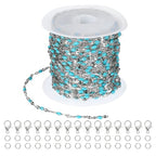 PATIKIL Stainless Steel Jewelry Chain, 16Ft 2mm Lake Blue Enamel Link Cable Chains for Necklace Earring Bracelet Findings Jewelry Making Trucker Hat Chains, Silver/Lake Blue - color: Silver/Lake Blue