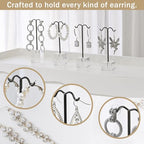 MOOCA Jewelry Display Set, Necklace Display Bust, Earring Organizer, Ring Holder Stand for Showcase and Store, Premium Fabric - color: 6) 10 piece. Black Faux Leather