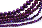 415pcs Rondelle Crystal Glass Beads 2mm 4mm 6mm 8mm Mixed Sizes, Faceted Briolette Spacer Czech Seed Loose Beads for DIY Jewelry Making (Purple) - color: Purple