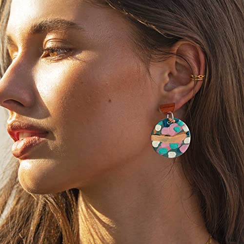 DoreenBeads 30Pcs Natural Wooden Stud Earrings Posts with Loop for Jewelry Making- Semicircle Wood Earring Ear Backs Women Girls DIY Making Personalized Findings, 18x13mm (WE0215OC) - color: Semicircle