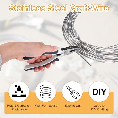 M METERXITY 9 Gauge Stainless Steel Craft Wire, 3.0mm 32.8 ft Bendable Floral Snare Wire for Jewelry Making/Sculpting/Armature Crafting/Floral Bonsai/DIY Crafts - size: 9 Gauge x 32.8 ft
