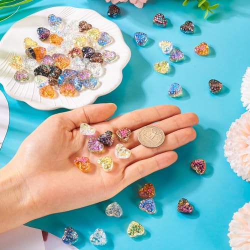 120Pcs Glass Heart Beads Electroplate Love Heart Glass Beads AB Color Plated Sweet Heart Spacer Beads for DIY Valentine Necklace Bracelet Earring Jewelry Making - color: Heart # 2