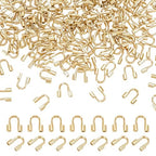 300Pcs Wire Guardian Protectors 0.7mm Hole U Shape Wire Guard Loops Thread Protector for Jewelry Making Findings Earring Necklaces Bracelet DIY Supplies (Gold) - color: gold
