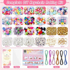 Wurosi 865 Pcs Bead Keychain Kit, DIY Bead Keychain Making Kit, Bag Charm Kit with Acrylic Heart Flower Alphabet Beads Key Chain Supplies for Jewerly Making Kit - color: 865 Pcs Bead Kit