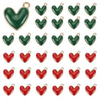 MECCANIXITY Enamel Alloy Heart Charm, Valentine Heart Pendants Love Jewelry Making Charm for DIY Necklace Bracelet Earrings Keychain - color: Dark Green/Red