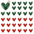 MECCANIXITY Enamel Alloy Heart Charm, Valentine Heart Pendants Love Jewelry Making Charm for DIY Necklace Bracelet Earrings Keychain - color: Dark Green/Red