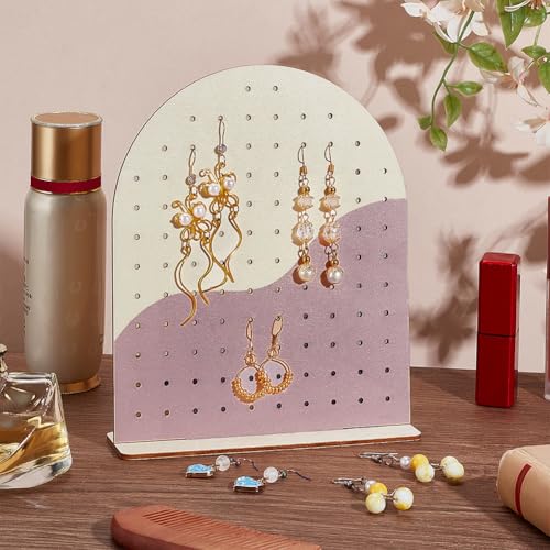 PH PandaHall Wood Earring Display Stands, 106 Holes Earring Holder Organizer Arch-shape Stud Earring Holder 2 Tones Jewelry Rack for Personal Usage Retail Trade Craft Show Exhibition