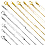 Jabogrii 20 Pack Box Necklace Chain for Jewelry Making Gold and Silver Necklace Bulk Stainless Steel Chain Craft Jewelry with Adjustable Extender for Women - color: Box Chain