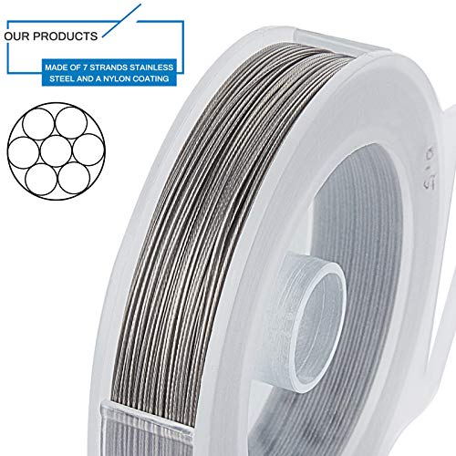 BENECREAT 7 Strands 195FT 0.5MM Stainless Steel Bead String Wire Tarnish Resistant Steel Wire for Necklace Bracelet Making - color: Stainless Steel, size: 0.5mm - 7 Strands