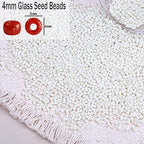 2000pcs Glass Seed Beads Bulk, 4mm 6/0 Mini Pony Spacer Small Individual Color Seed Beads for DIY Bracelet Necklaces Wrist Jewelry Making, Beige White - color: Beige White