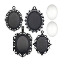 All 32pcs(16 Sets) 18x25mm Enamel Black Oval Blank Bezel Pendant Trays Base Cabochon Settings Trays Pendant Blanks for Jewelry Making DIY Findings (M181) - color: Black 18x25mm