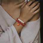 Vinswet Healing Crystal Beaded Bracelets for Women,Natural Amethyst Gemstones Bracelet,Anxiety Stress Relief Heart Charm Bracelet Handmade purple Jewelry Gifts for Women - color: Red agate&Moonstone