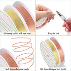 MIKIMIQI 2 Pack Jewelry Wire - 20 Gauge Tarnish Resistant Copper Beading Wire for Jewelry Making, 0.8mm X 3m Each (Gold, Rose Gold) - color: Gold,Rose Gold