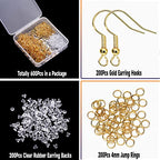 600Pcs Hypoallergenic Earring Hooks, Gold Earring Making Kit, with Earring Backs and Jump Rings for Jewelry Making (Gold) - color: Gold