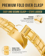 MagnetRX® 3x Strength Magnetic Bracelets for Men – Effective Magnetic Mens Titanium Bracelet – Premium Fold–over Clasp & Adjustable Length with Sizing Tool & Gift Box (Gold) - color: Gold (3X Strength)