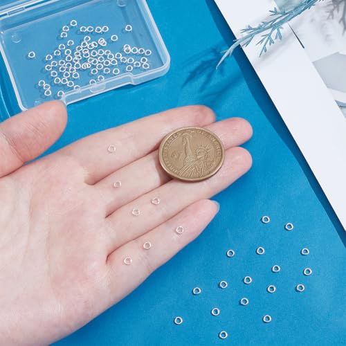 PH PandaHall 100pcs 925 Sterling Silver Plated Jump Rings, 3mm Open Jump Rings Brass Jewelry Connector Ring 22 Gauge Unsoldered O Ring for Earrings Bracelets Necklaces Chain Choker DIY Craft Making