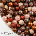 20mm Brown Acrylic Beads 120pcs Chunk Bubblegum Bead 20mm Beadable Pen Ball Beads for Pen Bag Jewelry Making Necklace Bracelets (Brown) - color: brown