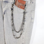 Layered Punk Pants Chain for Men Women, Gothic Hip Hop Jean Chain Wallet Chain Biker Trouser Chain, Goth Emo Fashion Keychain Accessories - color: 2L-Black Barbed
