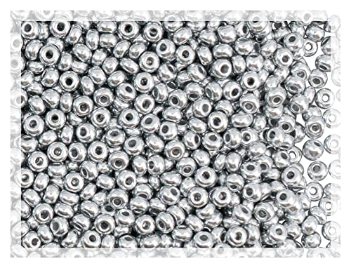1.76oz (50g) Rocailles Preciosa Seed Beads 10/0, Silver Matte 01700