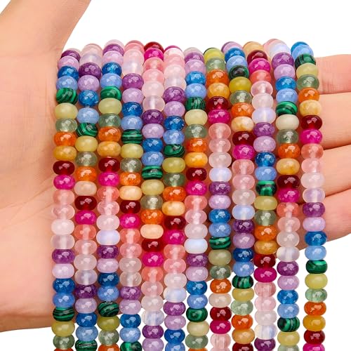 BONNY BOXX 1 Strand Natural 4 * 6mm Mulitcolor Rondelle Beads, Abacus Disk Loose Gemstone Spacer Beads for DIY Bracelet Necklace Jewelry Making - color: Mulitcolor, size: 4*6mm