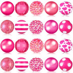 Ferreve 20 Pcs Chunky Bubblegum Beads 20mm Focal Pen Large Rhinestone Pearl Beads for DIY Beadable Pen School Jewelry Making Keychain Craft Making(Hot Pink) - color: Hot Pink