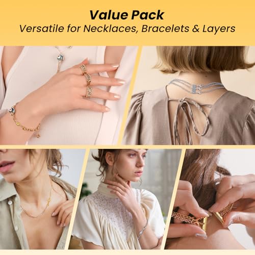 22PCS Gold Silver Necklace Magnetic Clasps Chain Extenders for Women Layering Separators Polished Alloy Set for Necklaces Bracelets Anklets - color: 22PCS gold silver