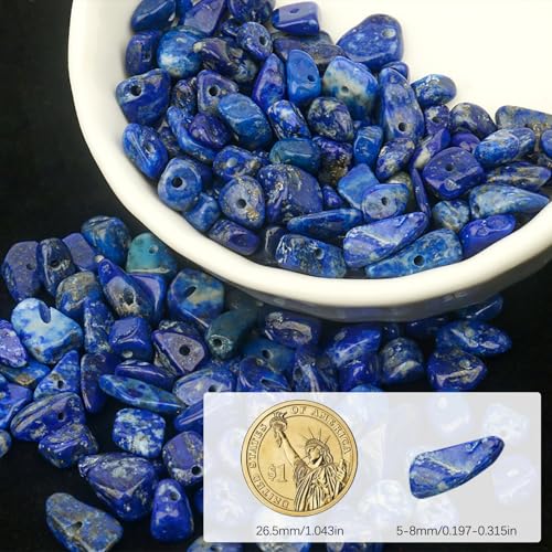 30in Lapis Lazuli Natural Chip Stone Beads 5-8mm About 230pcs, Irregular Drilled Blue Bead for Bracelets Jewelry Making Supplies for Adults, DIY Crafts. - color: Lapis Lazuli