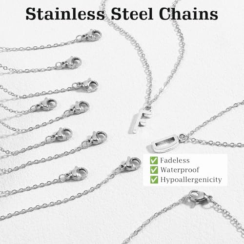 QFGasre 17.5 Inch Stainless Steel Necklace Chain 0.8mm Bulk Chain Necklace Silver Link Chains Adjustable Silver Chains Pack DIY Cable Jewelry Making Men Women 20pcs